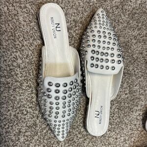 White Studded Women's Mules